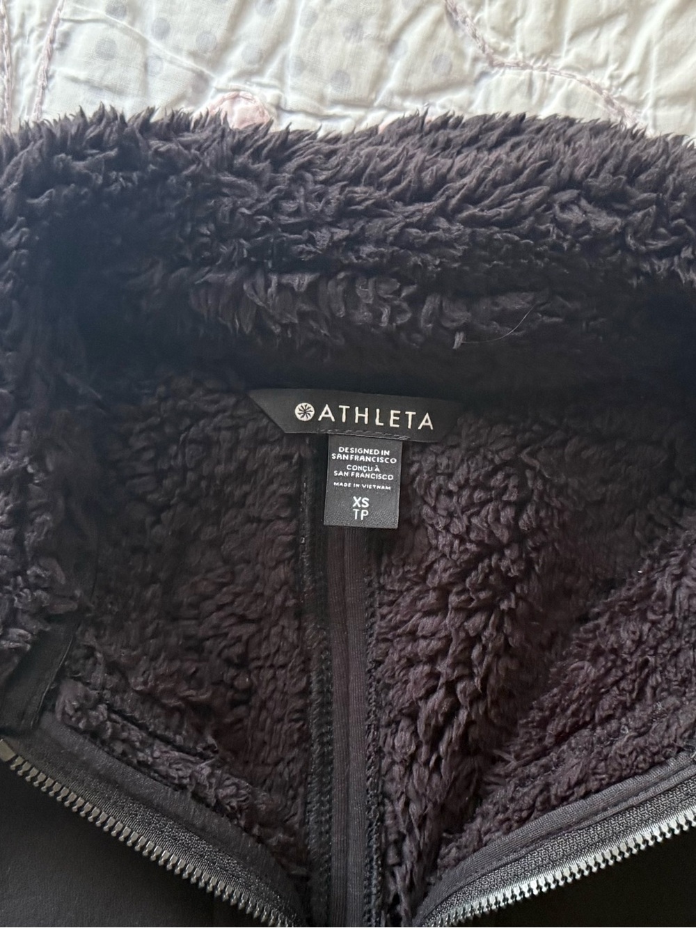 Athleta Black Sherpa-Lined Teddy Jacket
